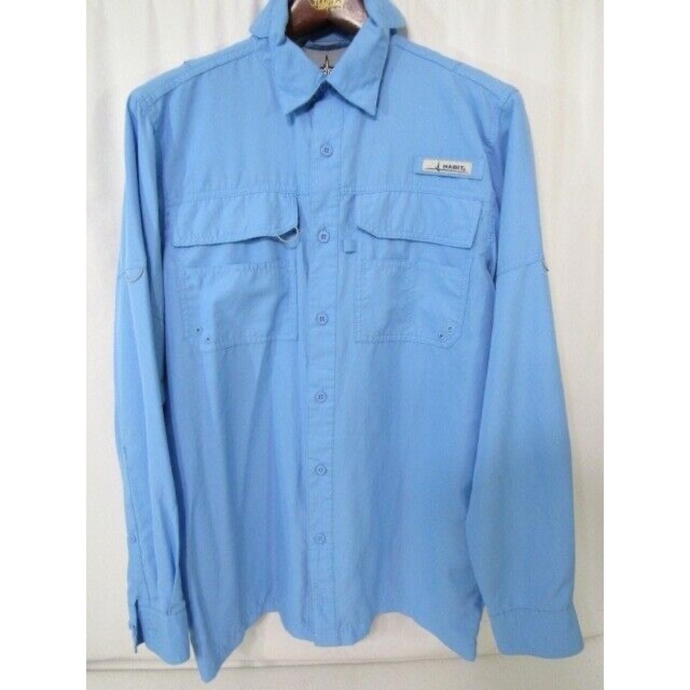 Habit Outdoor Shirt Lite Blue UPF 40+ Solar Factor Fishing Vented Sz S